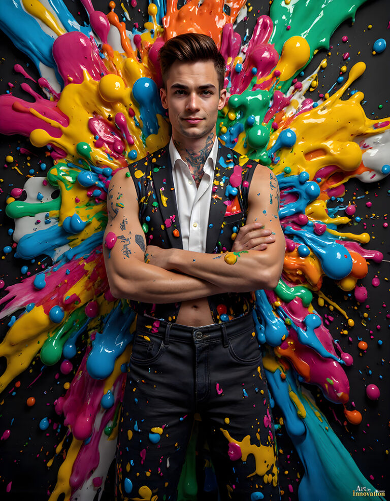 Body Paint Splat Fun – AI Abstract Art